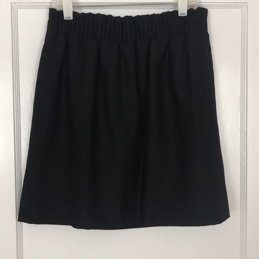 J Crew Wool Pleated Black Mini Skirt